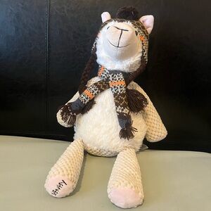 Scentsy Llama Plush with Brown and Orange Knit Hat